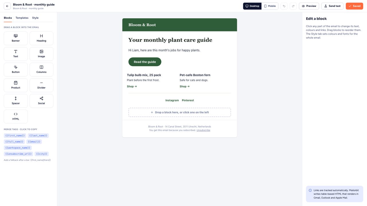 Drag-and-drop email builder