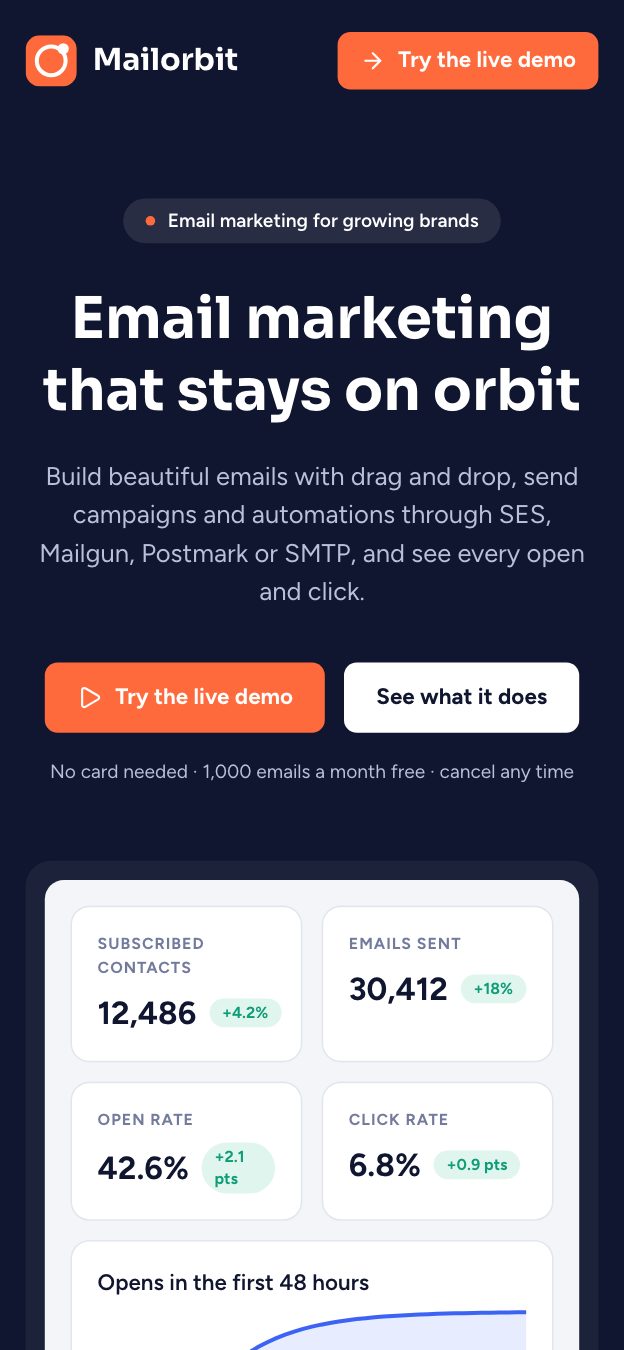 Mailorbit on a phone