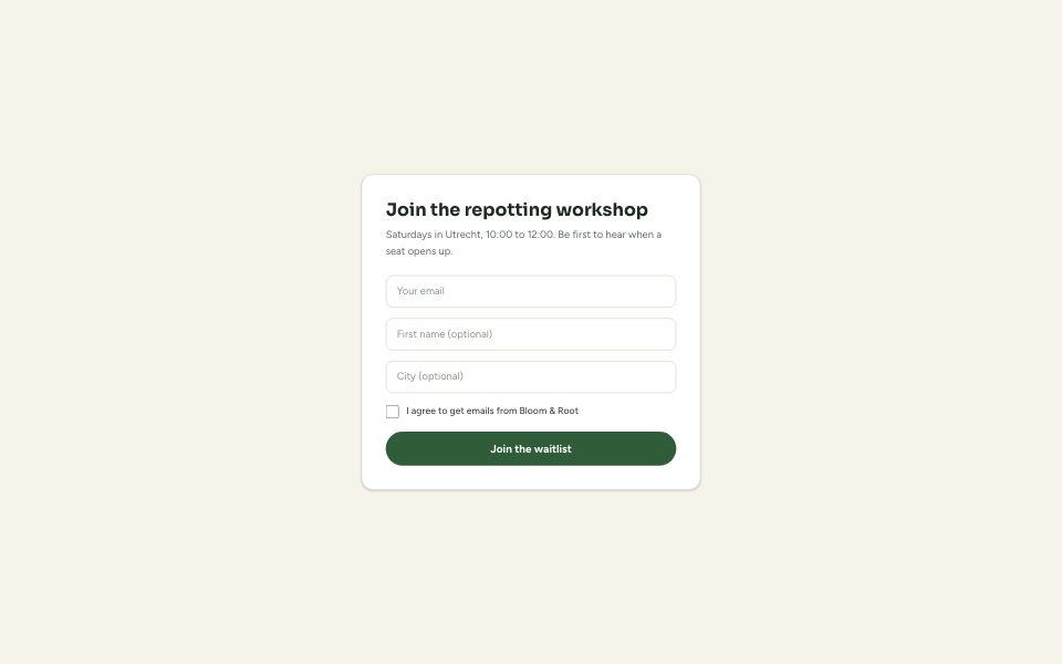Hosted signup form layout